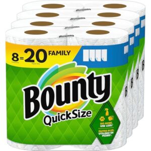 Bounty Quick Size Paper Towels, White, 8 Family Rolls = 20 Regular Rolls