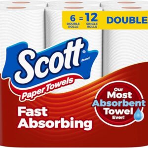 Scott Paper Towels, Choose-A-Sheet, 6 Double Rolls = 12 Regular Rolls (100 Sheets Per Roll)